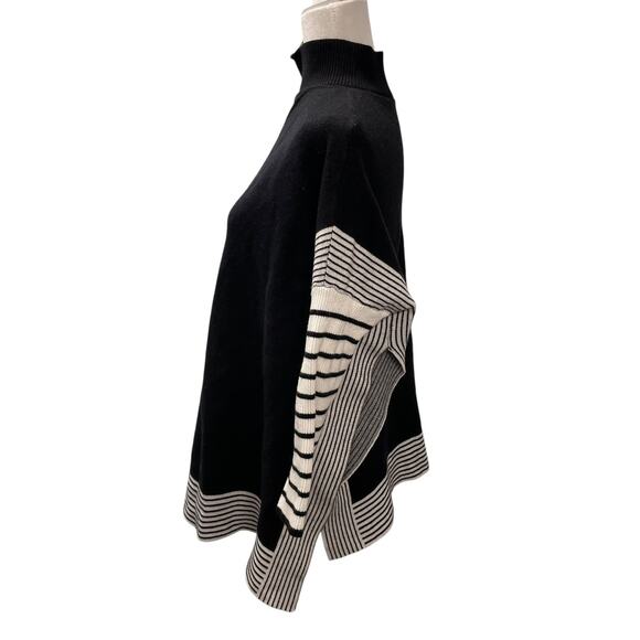 Chicwish Poncho Sweater with Long Sleeves Black and White Mock Turtleneck S/M - Picture 2 of 4